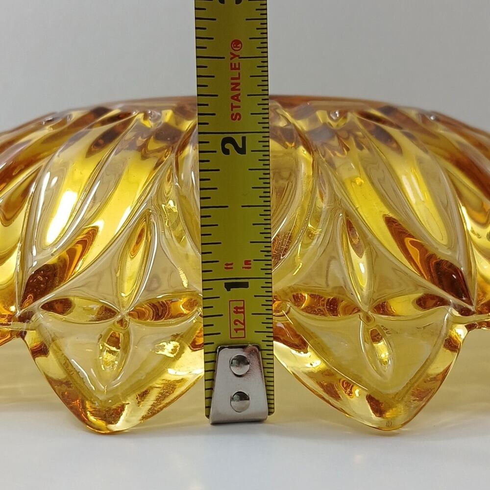 Vintage Federal Glass Flower Sunflower Petal Bowl Large Yellow Amber - Picture 6 of 16